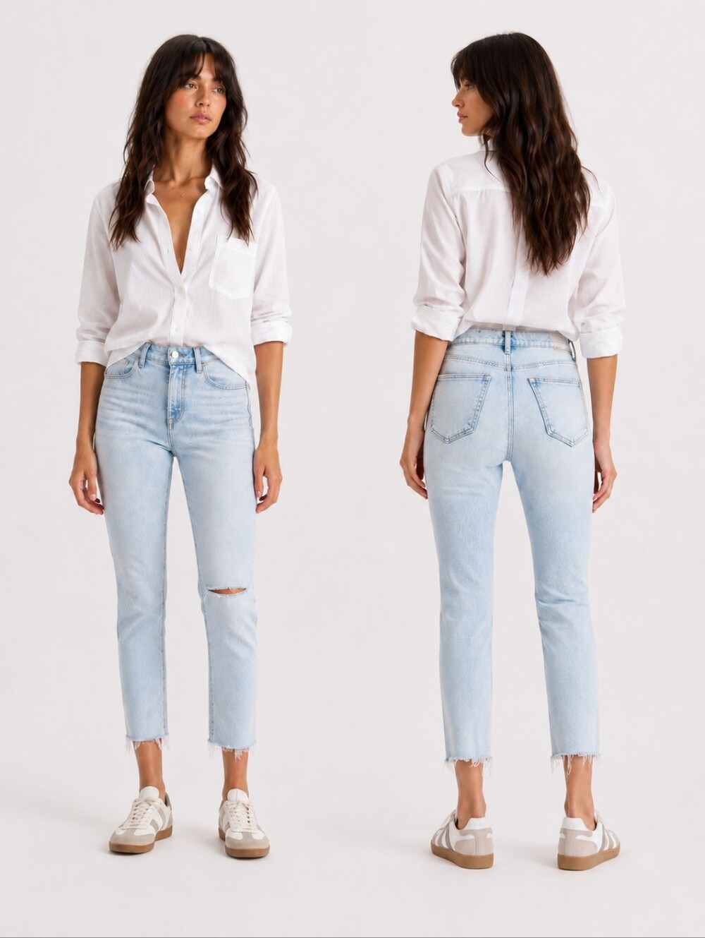 Rag & Bone Ankle  Raw Hem Light Wash Distressed Jeans Size 27